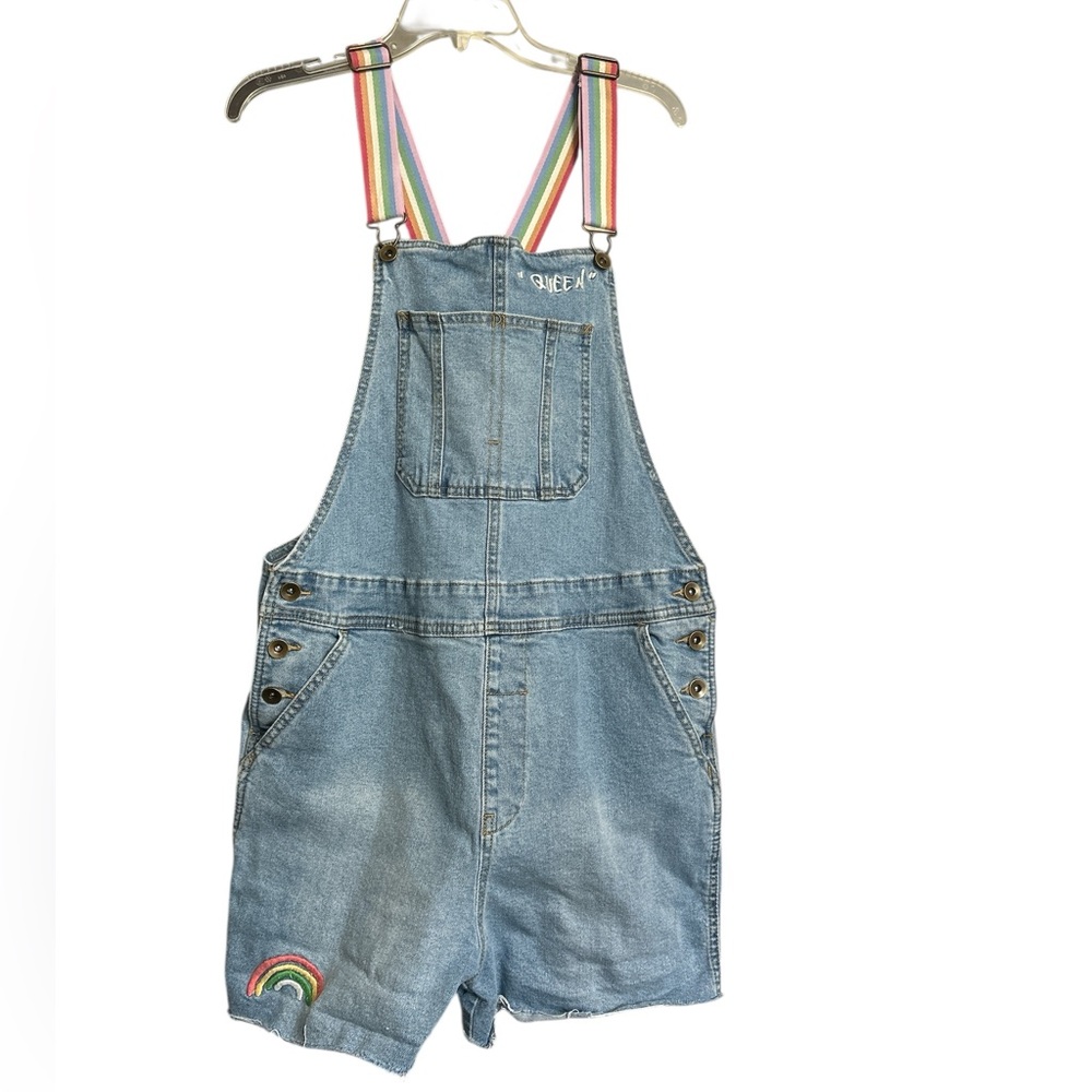 Queen Pride Denim Overalls Rainbow Straps - Medium